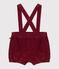 Short à bretelles bébé en velours uni AMARANTE