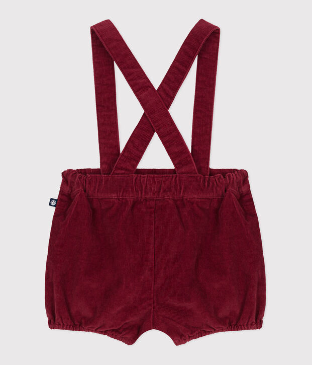 Short &agrave; bretelles b&eacute;b&eacute; en velours uni rouge