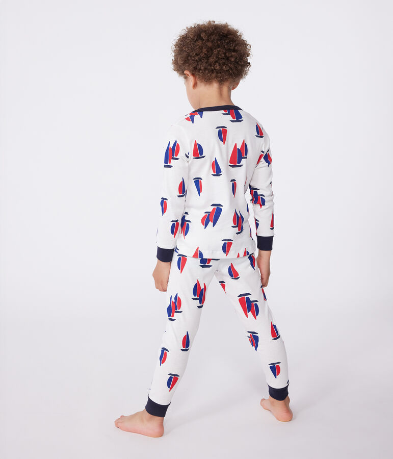 Pyjama en coton imprim&eacute; &agrave; motif bateaux enfant blanc MARSHMALLOW/blanc MULTICO