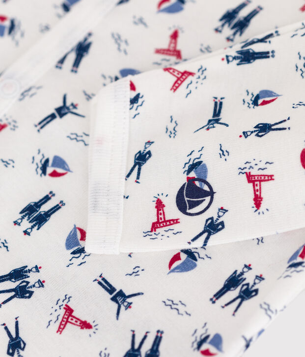Pyjama b&eacute;b&eacute; en coton sans pieds imprim&eacute; blanc/bleu/multicouleur