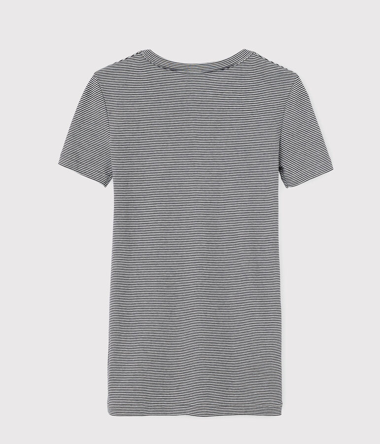 T-shirt col rond iconique en coton ray&eacute; Femme bleu/blanc