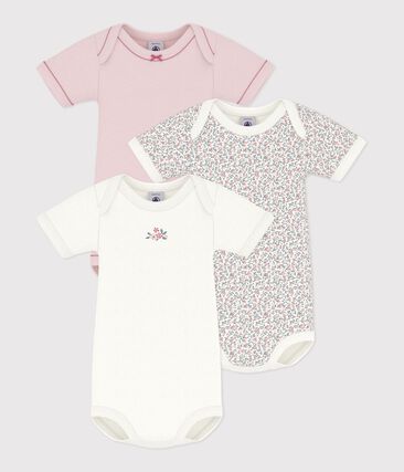 Lot de bodies manches courtes en coton imprimé à fleurs bébé