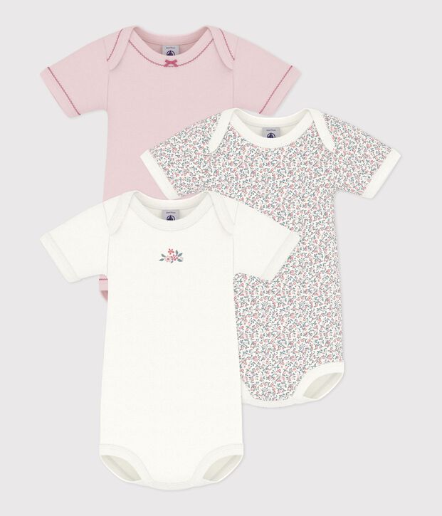 Lot de bodies manches courtes en coton imprim&eacute; &agrave; fleurs b&eacute;b&eacute; multicouleur