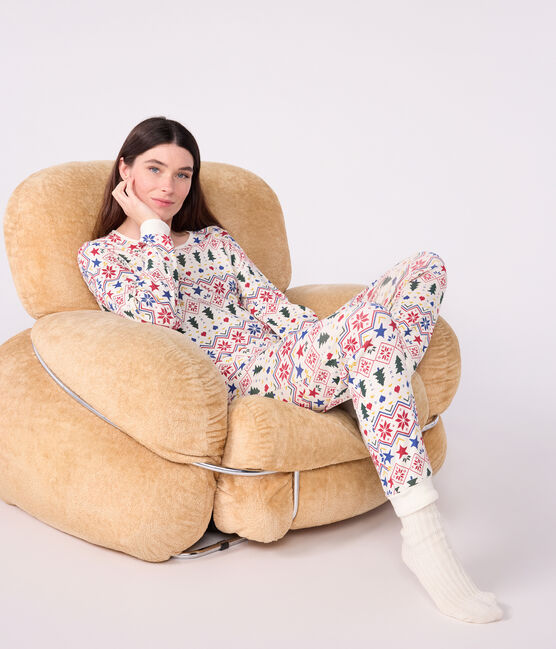 Pyjama femme en coton imprimé Noël MILK/ MULTICO