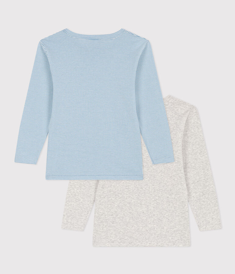 Lot de 2 tee shirts manches longues en coton petit gar&ccedil;on multicouleur
