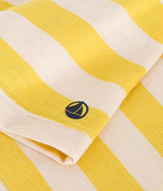 Tee-shirt rayé en jersey flammé enfant fille jaune NECTAR/ AVALANCHE