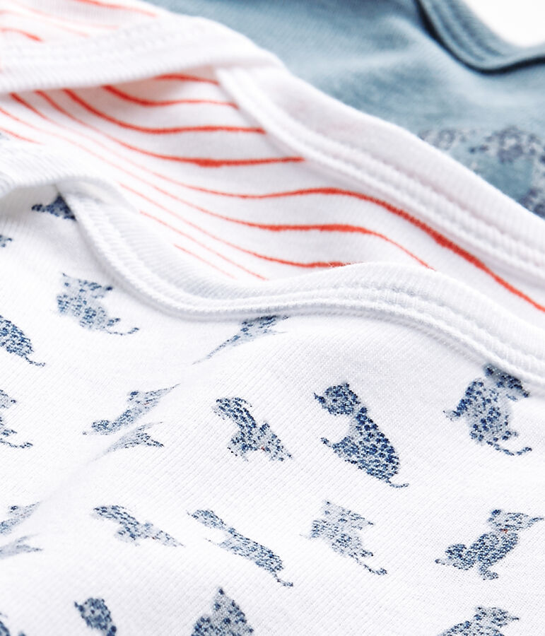 Lot de 3 bodies b&eacute;b&eacute; gar&ccedil;on manches courtes blanc LOT