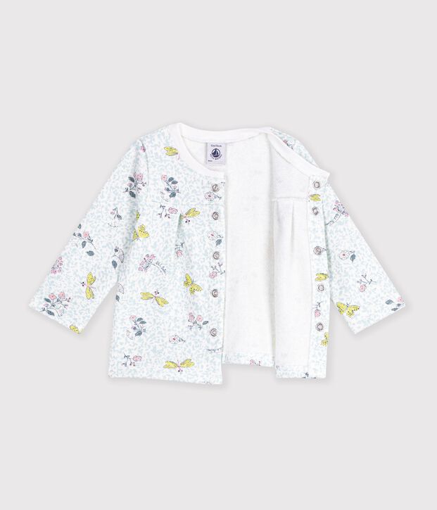 Cardigan b&eacute;b&eacute; fille en molleton imprim&eacute; blanc/multicouleur