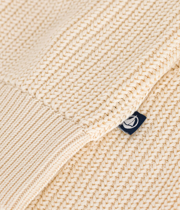 Cardigan en c&ocirc;te anglaise en coton femme &eacute;cru