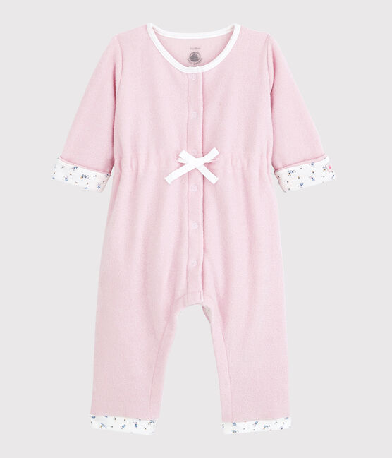 Combinaison longue rose bébé en bouclette éponge rose JOLI