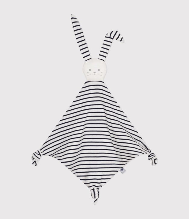 Doudou marini&egrave;re en coton blanc/bleu