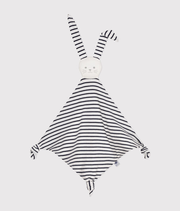 Doudou marini&egrave;re en coton blanc/bleu