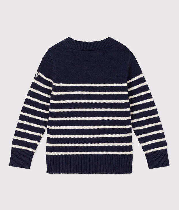 Pull laine et coton enfant fille / gar&ccedil;on bleu/blanc