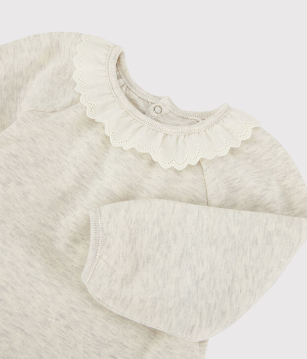Blouse en coton b&eacute;b&eacute;. beige chin&eacute;