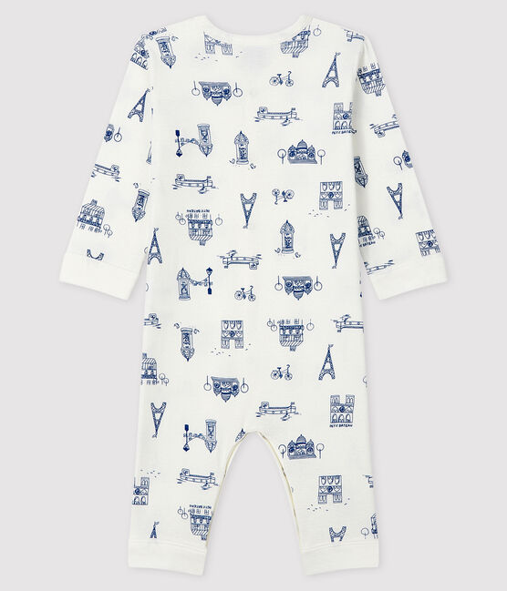Dors-bien sans pieds Paris bébé en côte blanc MARSHMALLOW/bleu MAJOR