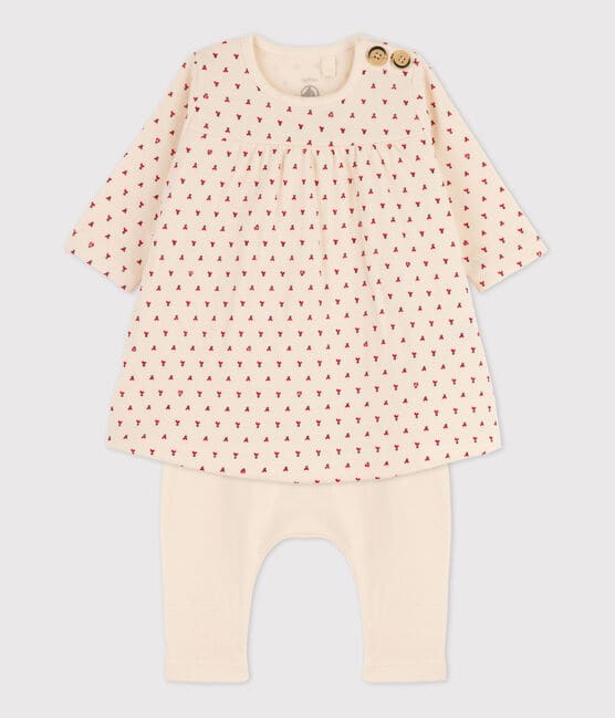 Robe legging imprimée bébé en tubique en coton blanc AVALANCHE/ MULTICO