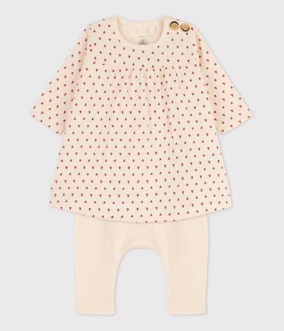 Robe legging imprimée bébé en tubique en coton blanc AVALANCHE/ MULTICO