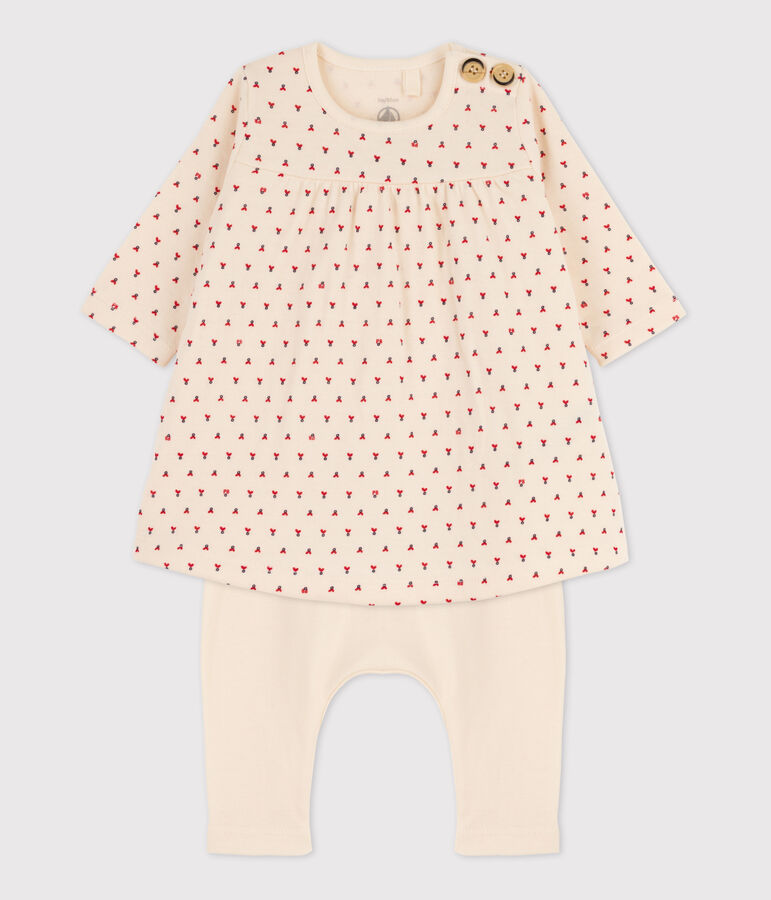 Robe legging imprim&eacute;e b&eacute;b&eacute; en tubique en coton blanc AVALANCHE/ MULTICO