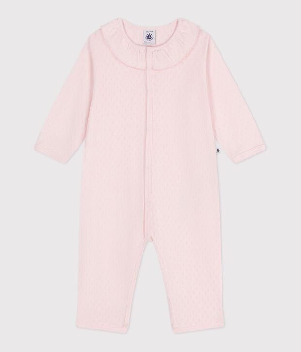 Pyjama b&eacute;b&eacute; en coton sans pieds avec col claudine rose
