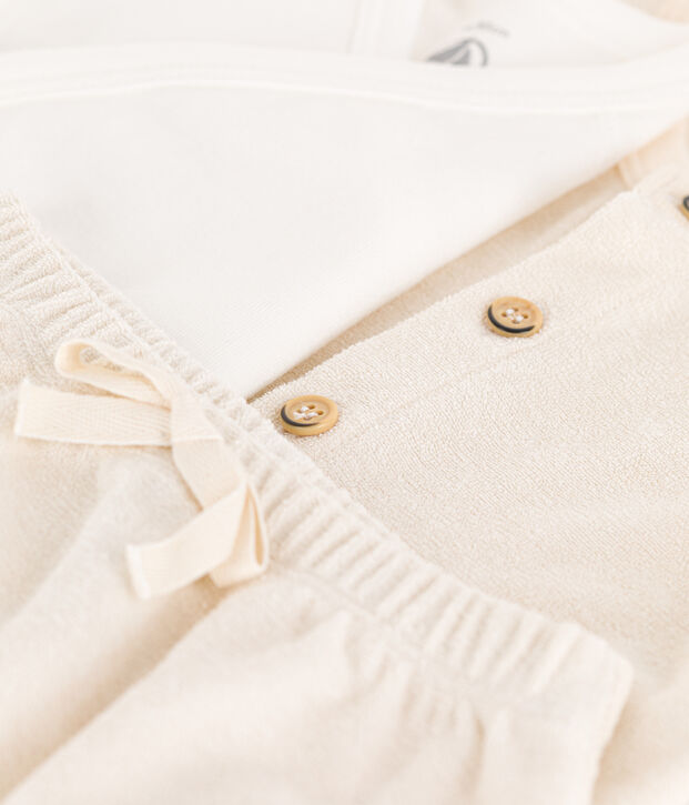 Ensemble en bouclette &eacute;ponge b&eacute;b&eacute; &eacute;cru