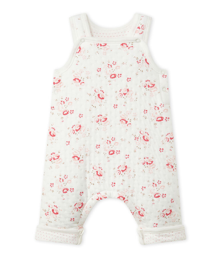 Salopette b&eacute;b&eacute; fille en tubique matelass&eacute; blanc/multicouleur