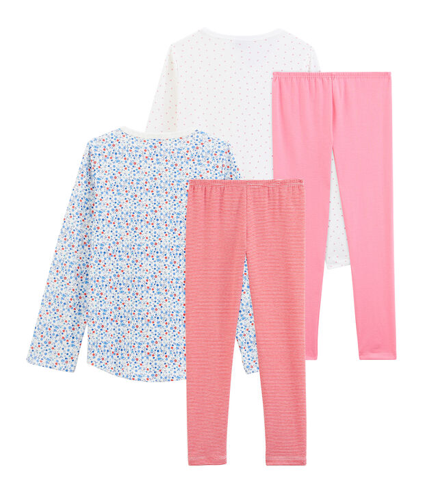 Duo de pyjamas petite fille en c&ocirc;te multicouleur