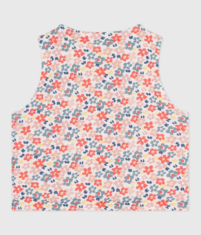 Gilet sans manche r&eacute;versible b&eacute;b&eacute; en coton imprim&eacute; blanc MARSHMALLOW/rose JOLI