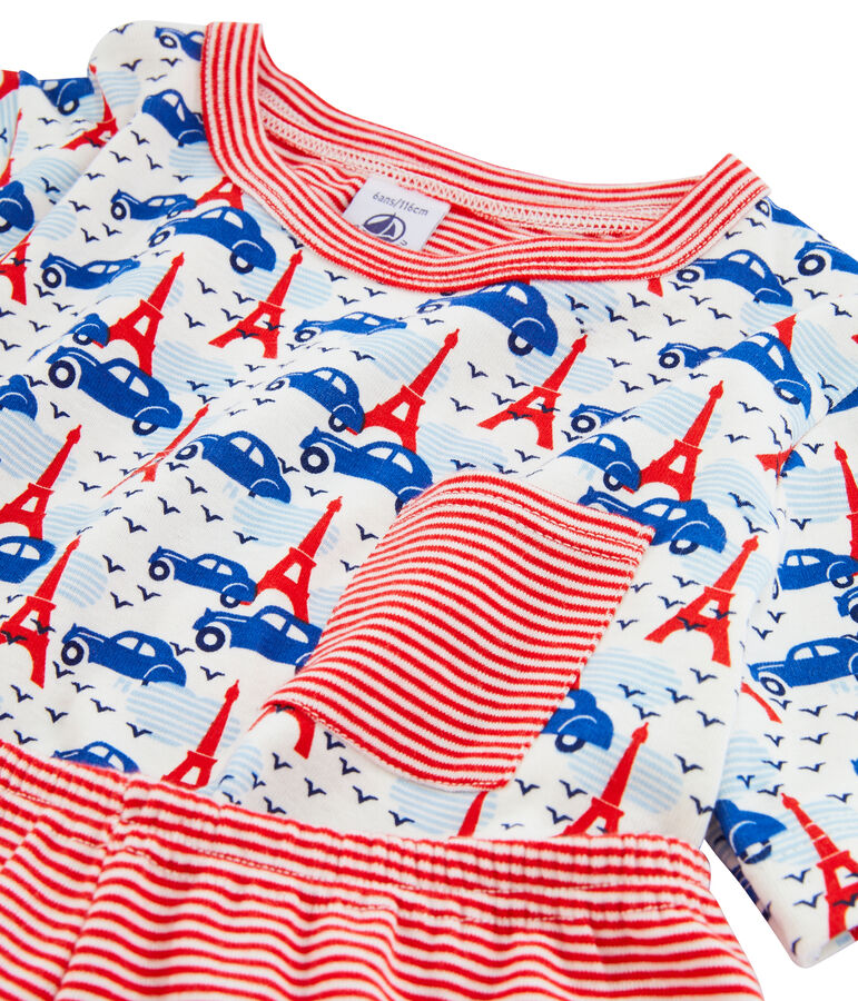 Pyjacourt petit gar&ccedil;on en c&ocirc;te blanc/multicouleur