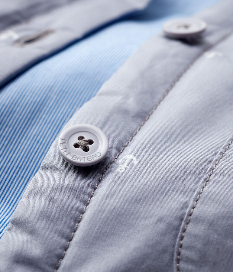 Veste c&eacute;r&eacute;monie en serge craquante b&eacute;b&eacute; gar&ccedil;on gris CONCRETE/blanc MARSHMALLOW