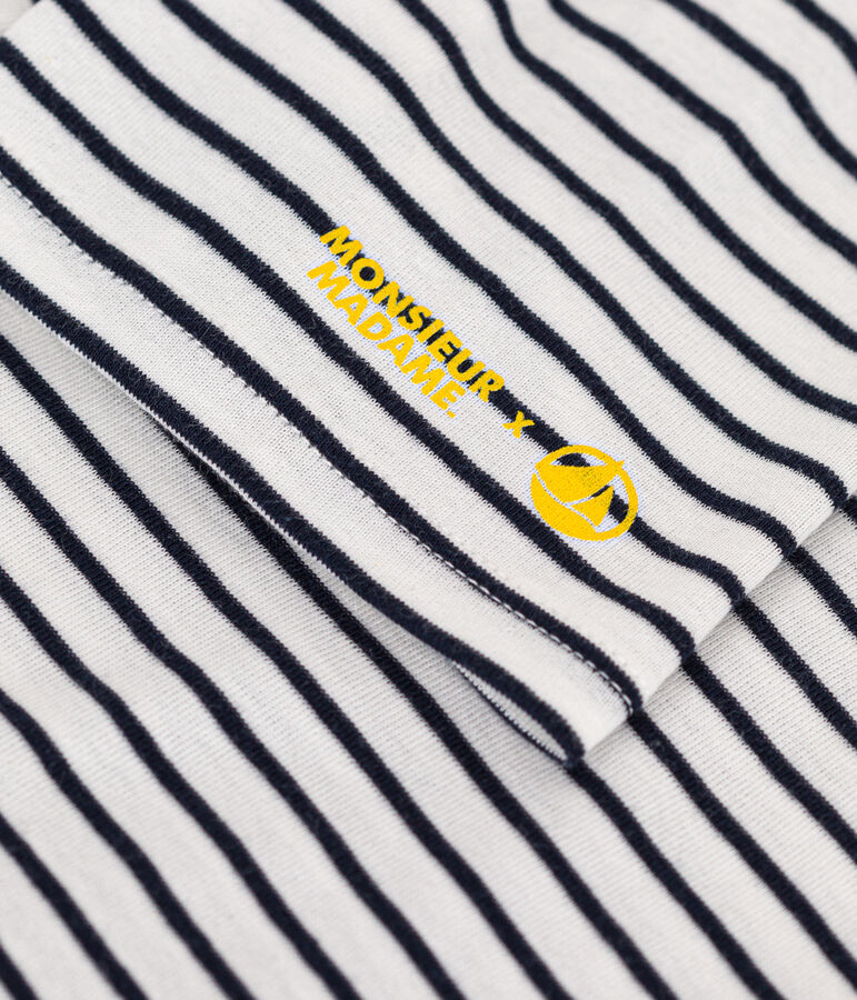 Tee-shirt L'Iconique Monsieur Madame en coton femme blanc MARSHMALLOW/bleu SMOKING