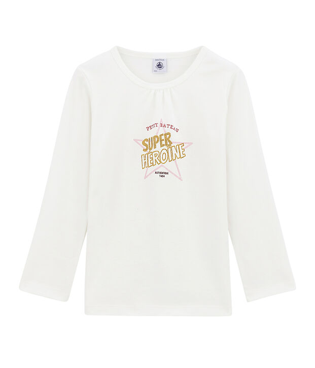 tee-shirt manches longues petite fille blanc
