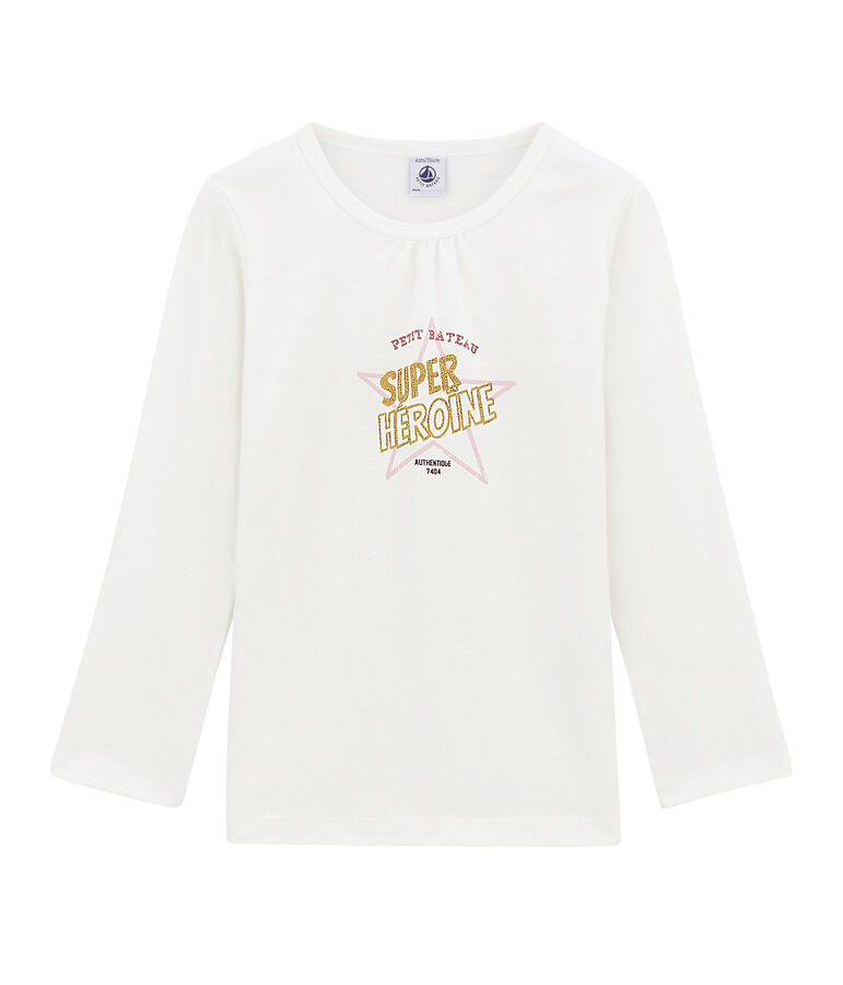 tee-shirt manches longues petite fille blanc