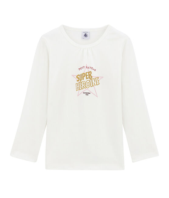 tee-shirt manches longues petite fille blanc MARSHMALLOW
