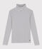 Tee-shirt col roulé L'ICONIQUE en coton Femme blanc MARSHMALLOW/bleu SMOKING