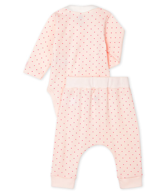 Ensemble 2 pièces bébé fille en côte rose FLEUR/rose GEISHA