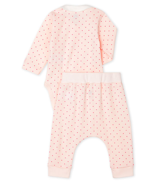 Ensemble 2 pi&egrave;ces b&eacute;b&eacute; fille en c&ocirc;te rose/rose