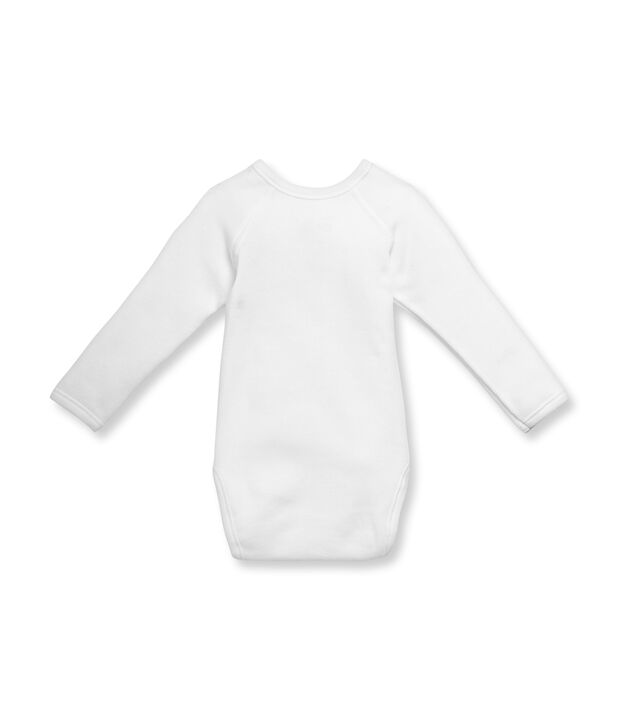 Body naissance manches longues b&eacute;b&eacute; mixte en coton gratt&eacute; blanc Ecume