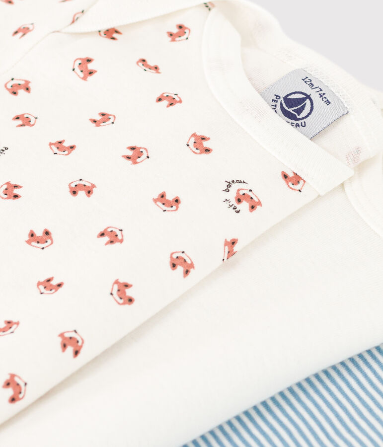 Lot de 3 bodies manches longues b&eacute;b&eacute; en coton multicouleur