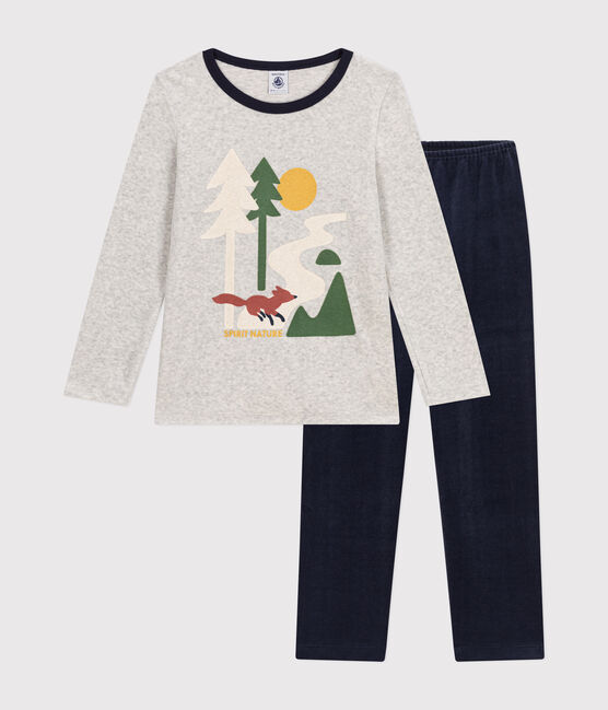 Pyjama uni en velours enfant bleu SMOKING/blanc MULTICO