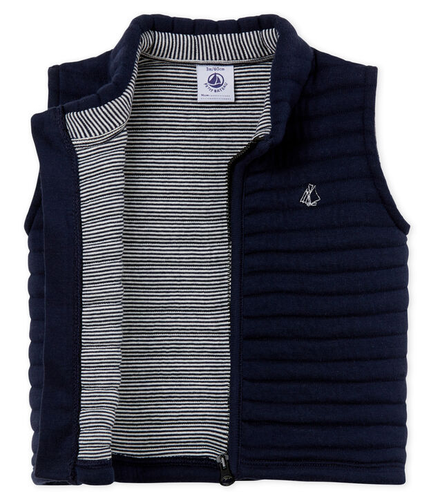 blouson sans manches en tubique matelass&eacute; b&eacute;b&eacute; gar&ccedil;on bleu marine