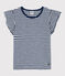 Tee-shirt rayé en coton enfant fille bleu MEDIEVAL/blanc MARSHMALLOW