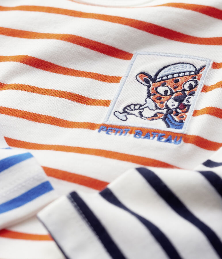 Body marini&egrave;re en coton b&eacute;b&eacute;. blanc MARSHMALLOW/ CAROTTE