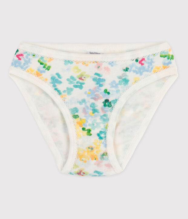 Culotte petite fille en coton blanc/vert/multicouleur