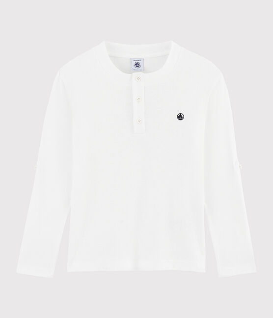 Tee-shirt en coton et lin enfant garçon blanc MARSHMALLOW