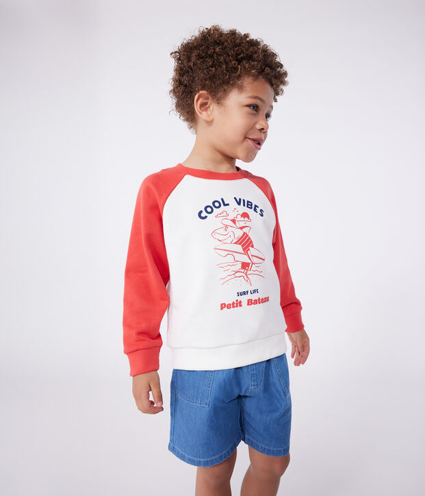 Sweatshirt enfant en coton imprim&eacute; rouge/rouge