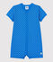 Combicourt bébé imprimé pois en coton biologique bleu BRASIER/gris MARSHMALLOW