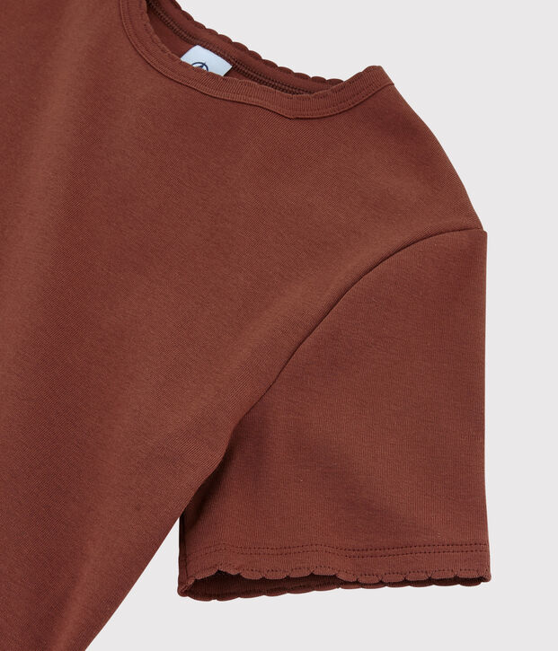 T-shirt col rond iconique en coton Femme orange