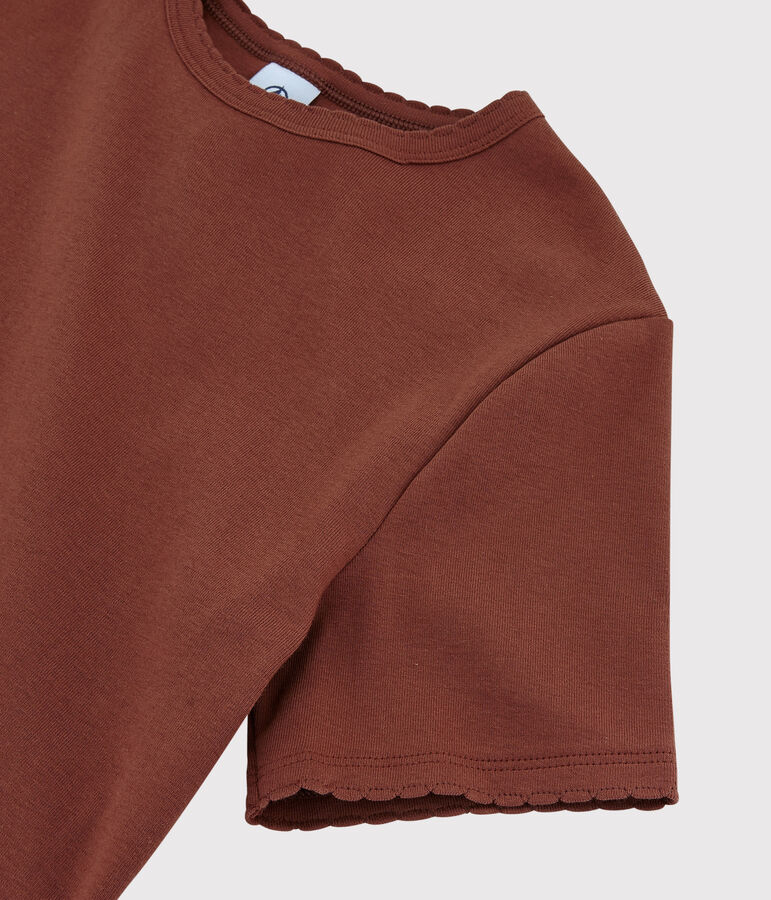 T-shirt col rond iconique en coton Femme orange MADRAS