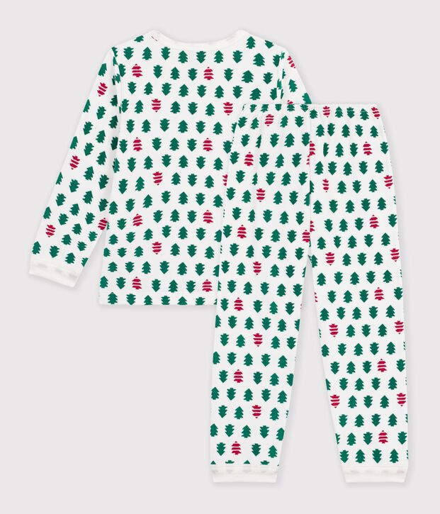Pyjama enfant en velours imprim&eacute; blanc/multicouleur