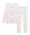 Pyjama petite fille coupe très ajustée en côte blanc MARSHMALLOW/blanc MULTICO